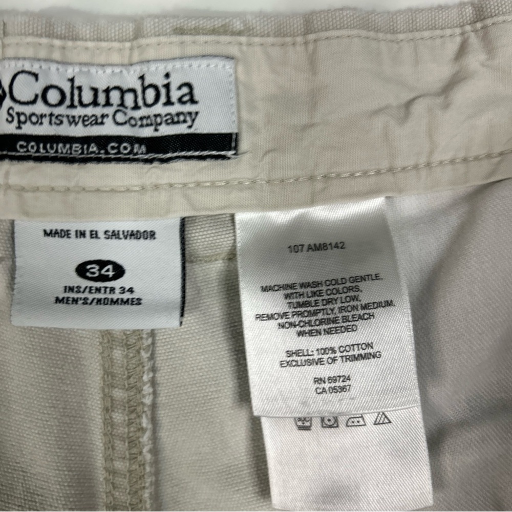 Columbia Pants Men’s 34 Khaki Casual Activewear Outdoor Hike Camp Zipper Pockets - Picture 5 of 14